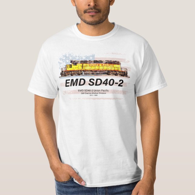 Camiseta EMD SD40-2 Locomotora Diesel. Bandera estadouniden (Anverso)