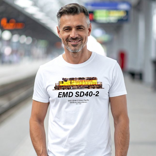 Camiseta EMD SD40-2 Locomotora Diesel. Pacífico de Unión (EMD SD40-2 Diesel Locomotive. Union Pacific Train. Mens Basic T-Shirt)