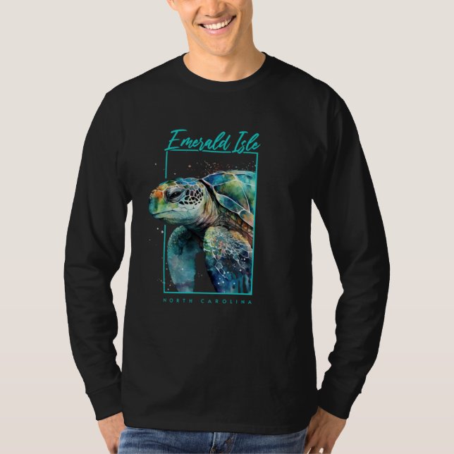 Camiseta Emerald Isle NC Souvenir Sea Turtle Portrait (Anverso)