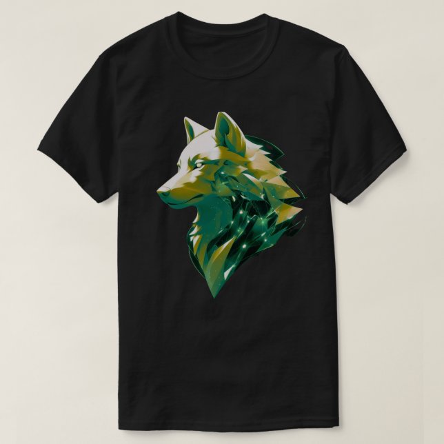 Camiseta Emerald Wolf Geometric Cosmic Animal Art (Diseño del anverso)