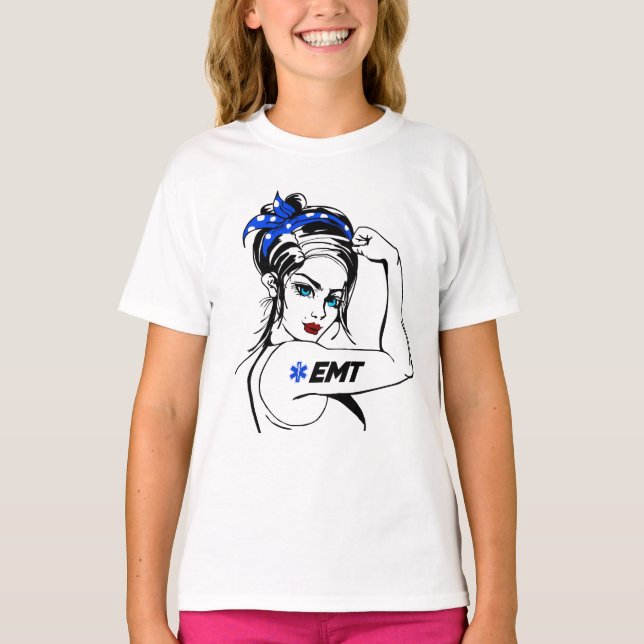 Camiseta Emergencia de EMS EMT Rosie The Riveter (Anverso)