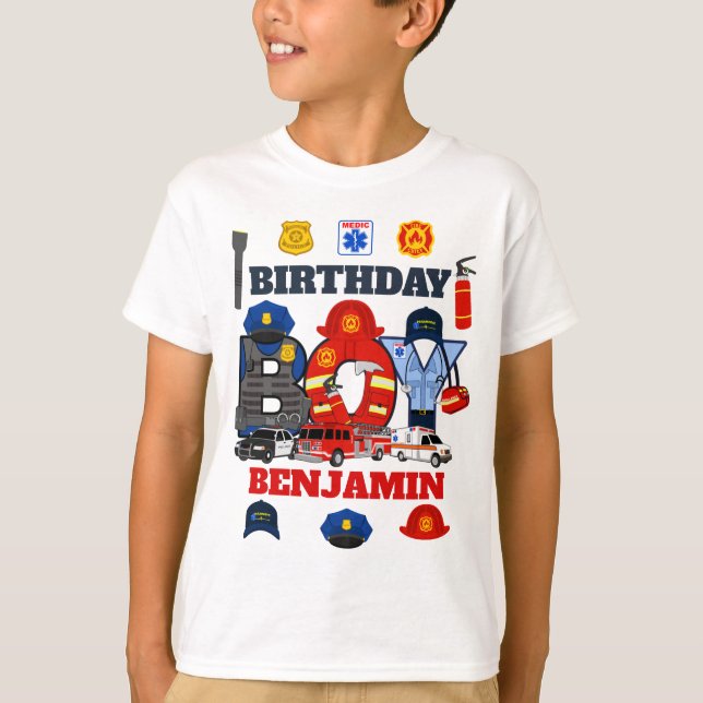 Camiseta Emergencia del niño de cumpleaños que responde pri (Anverso)