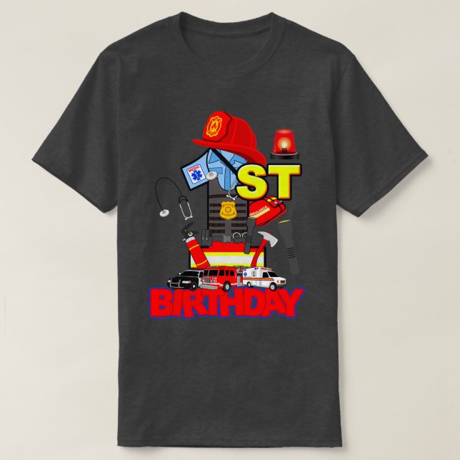 Camiseta Emergencia del niño de cumpleaños que responde pri (Diseño del anverso)