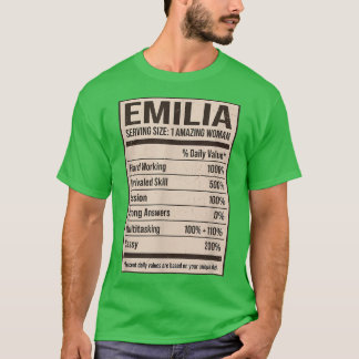 Camiseta Emilia Nutrición Hechos Nombre Apodo Título F