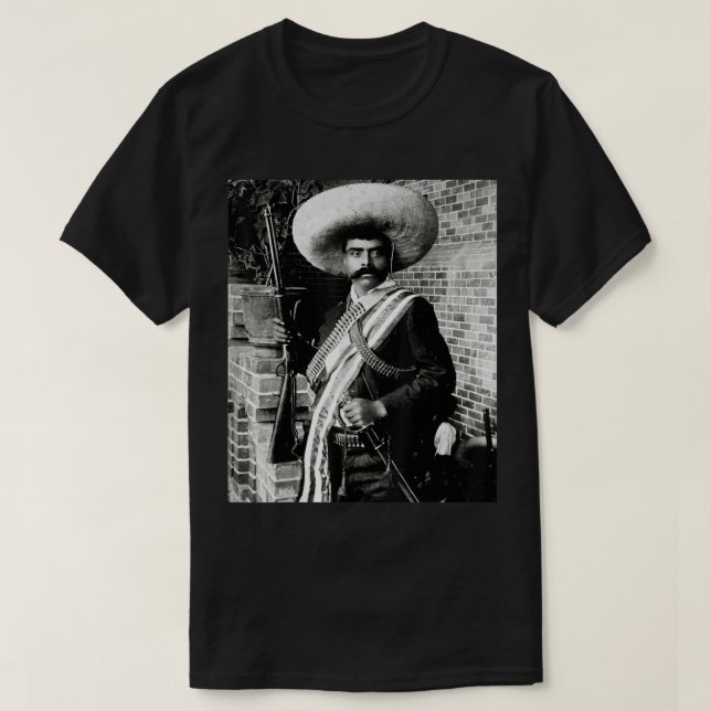 Camiseta Emiliano Zapata México Famoso Cara @ Retrato (Diseño del anverso)