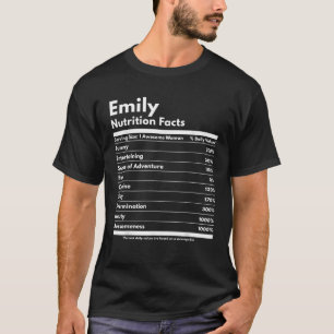 Camiseta Emily Nutrition Facts Gira un gracioso nombre pers