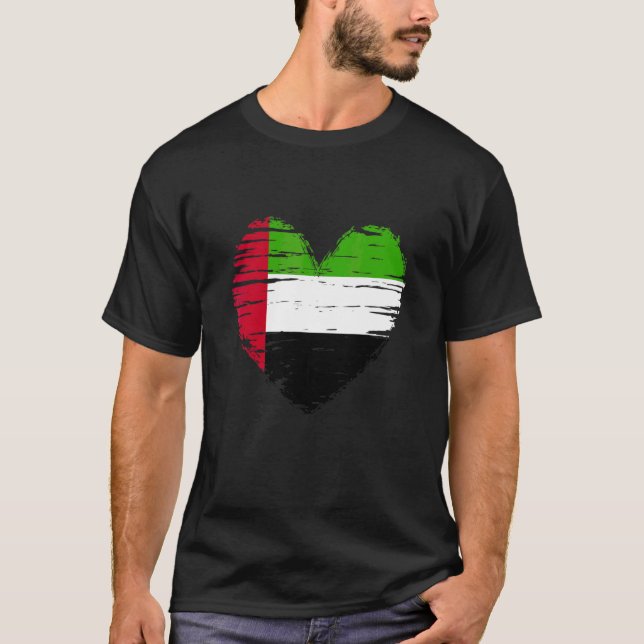 Camiseta Emiratos Árabes Unidos Corazón Bandera De Los Emir (Anverso)