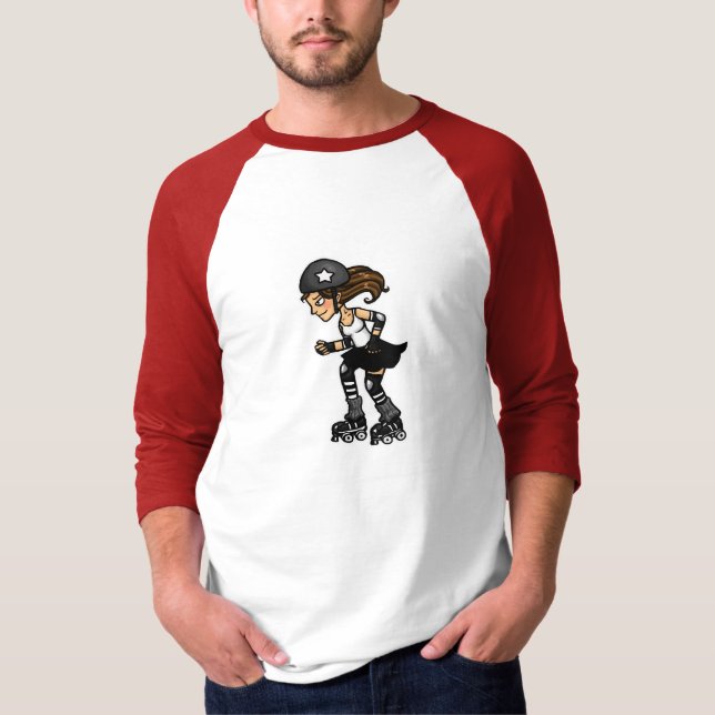 Camiseta Emisión de Derby del rodillo blanco y negro (Anverso)