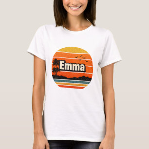 Camiseta Emma Retro Atardecer Nombre Personalizado