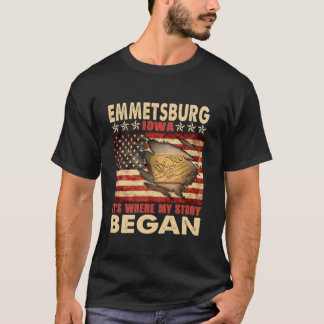 Camiseta Emmetsburg Iowa Bandera Estadounidense 4 De Julio 