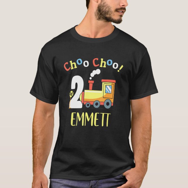 Camiseta Emmett Choo Choo Dos Tren Segundo Cumpleaños Turno (Anverso)