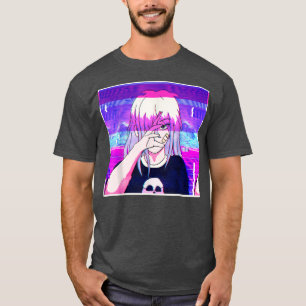 Camiseta Emo Anime Girl Goth Vaporwave Aesthetic Retro Glit