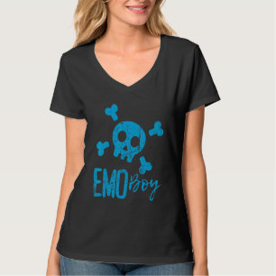 Camiseta Emo Boy Blue Skull Emo Gótico Música Emocional Ado
