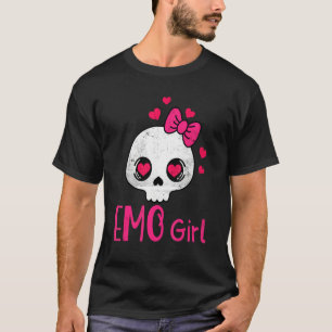 Camiseta Emo Chica Cráneo Rosa Con Bow Tie Gótico Emo Emoti