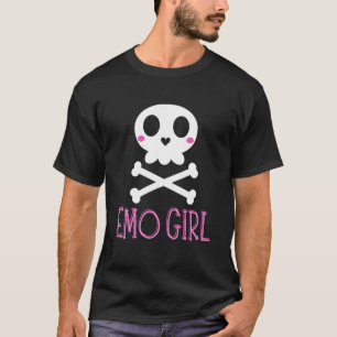 Camiseta Emo Chica Cráneo Rosa Con Bow Tie Gótico Emo Emoti