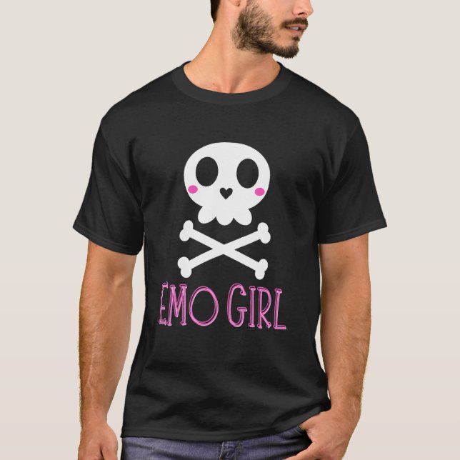 Camiseta Emo Chica Cráneo Rosa Con Bow Tie Gótico Emo Emoti (Anverso)