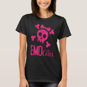 Camiseta Emo Chica Cráneo Rosa Con Bow Tie Gótico Emo Emoti