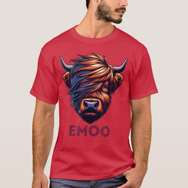 Camiseta Emo Cow Cute Scottish Highland Emoo Grunge Men Wom (Anverso)