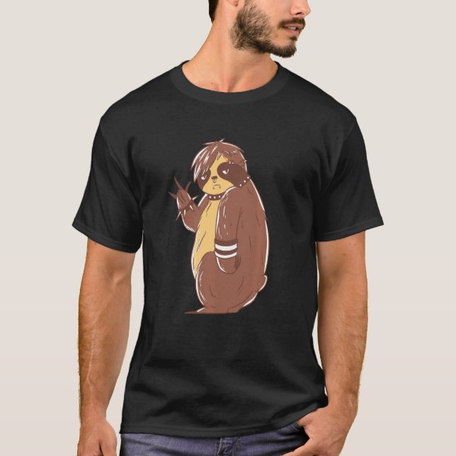 Camiseta Emo Sloth Funny Rock And Roll (Anverso)