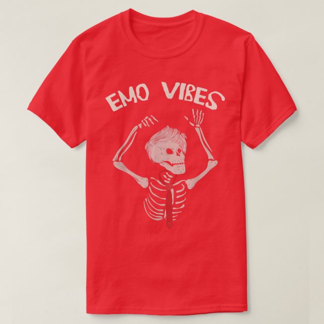 Camiseta Emo vibes, funny goth skeleton red tie for elder g (Diseño del anverso)