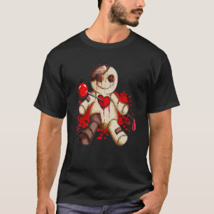 Camiseta Emo Voodoo Horror Scary Doll Needle Heart