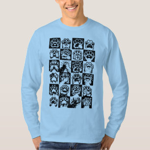 Camiseta Emociones de Pata Kawaii en Cuadrícula Blanco y Ne