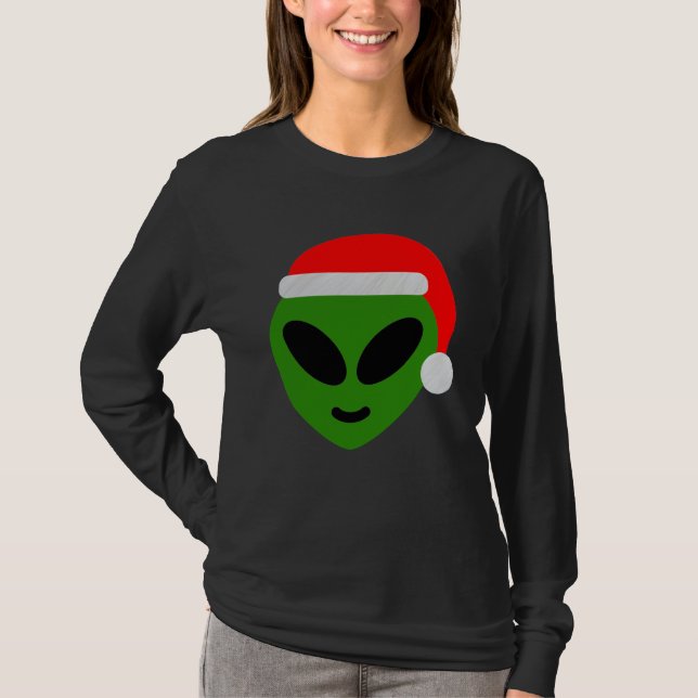 Camiseta emoji alienígena de santa verde (Anverso)
