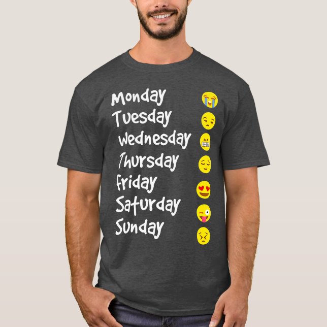 Camiseta Emoji Ama Tu Emoticon 7 Días A La Semana Blanco (Anverso)