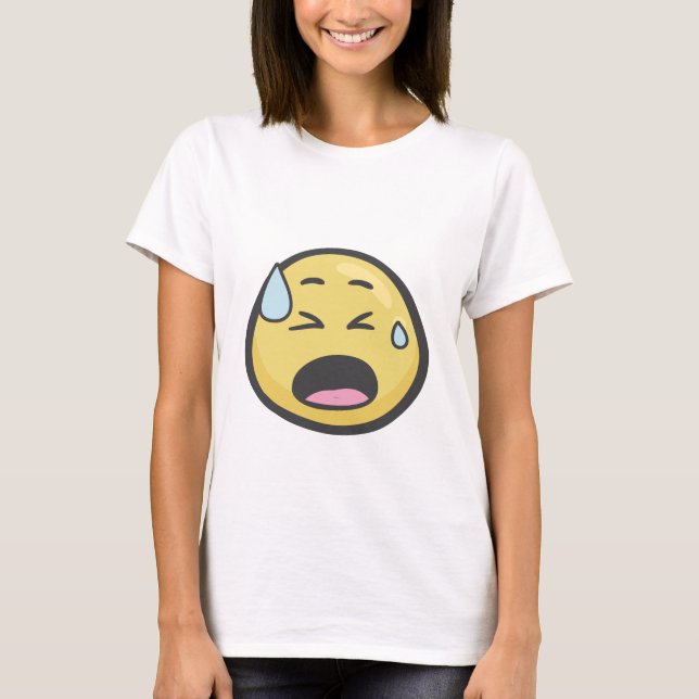 Camiseta Emoji: Cara con sudor frío (Anverso)