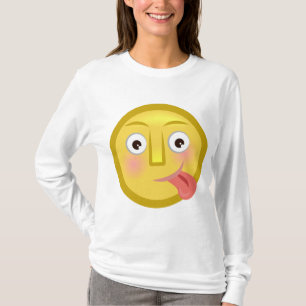 Camiseta Emoji Cara Divertida y Tonta con Lengua Fuera
