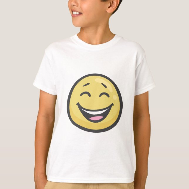 Camiseta Emoji: Cara sonriente con boca abierta y ojos sonr (Anverso)