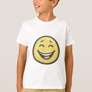 Camiseta Emoji: Cara sonriente con la boca abierta y ojos
