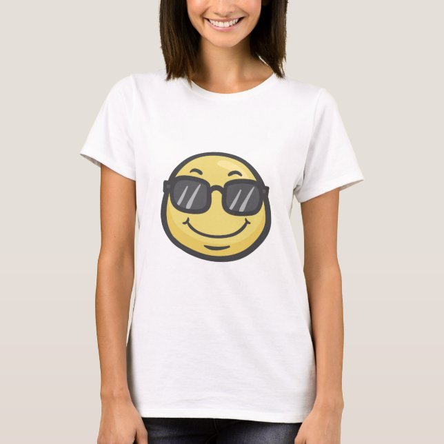 Camiseta Emoji: Cara sonriente con las gafas de sol (Anverso)