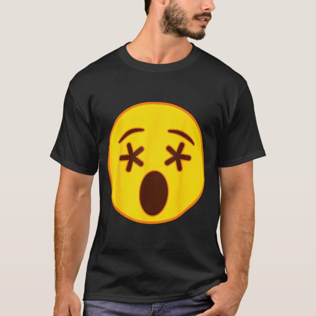 Camiseta Emoji Crossed Out Eyes Yellow Smile Face  (Anverso)