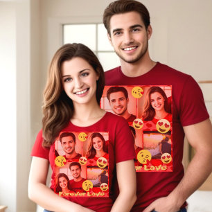 Camiseta emoji de amor de texto personalizado por foto pers