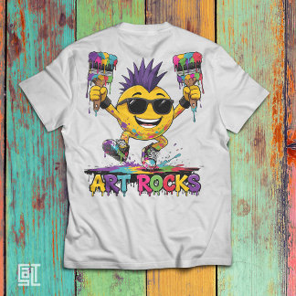 Camiseta Emoji de artista con mohawk punk de arte rocas