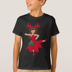Camiseta emoji de bailarina de flamenco de Navidad