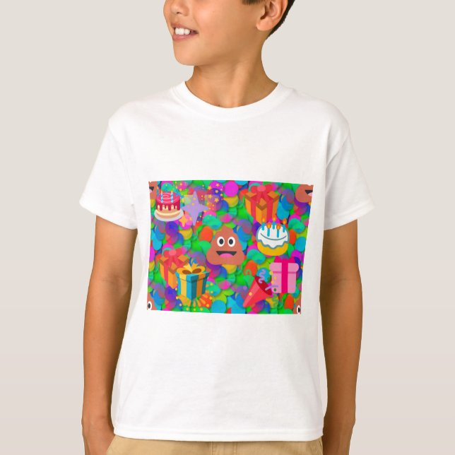 Camiseta emoji de caca de cumpleaños feliz (Anverso)