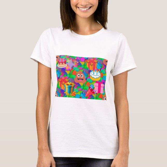 Camiseta emoji de caca de cumpleaños feliz (Anverso)