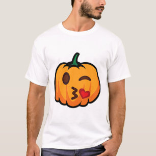 Camiseta Emoji de calabaza Un Ojo Abierta Bostezo Beso Amor