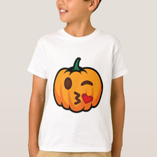 Camiseta Emoji de calabaza Un Ojo Abierta Bostezo Beso Amor
