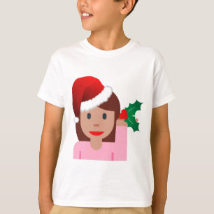 Camiseta emoji de chica de información de navidad