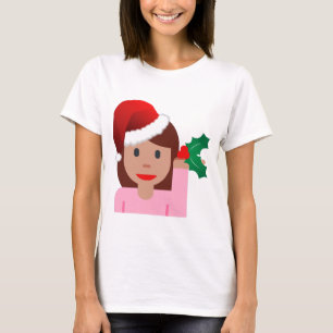 Camiseta emoji de chica de información de navidad