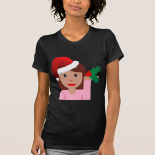 Camiseta emoji de chica de información de navidad