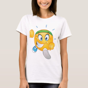 Camiseta Emoji de Corredora Feliz Dibujo Animado