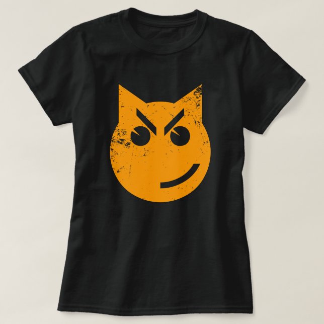 Camiseta Emoji de gatos grunge sonriente (Diseño del anverso)
