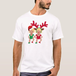 Camiseta emoji de gemelos navidades santa