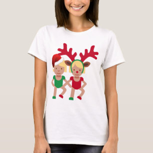 Camiseta emoji de gemelos navidades santa