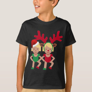 Camiseta emoji de gemelos navidades santa