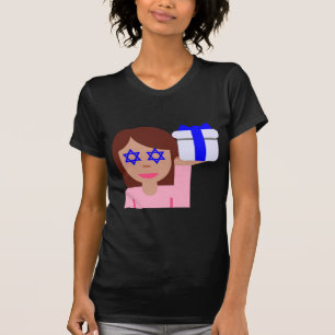 Camiseta emoji de giro de pelo de chanukkah
